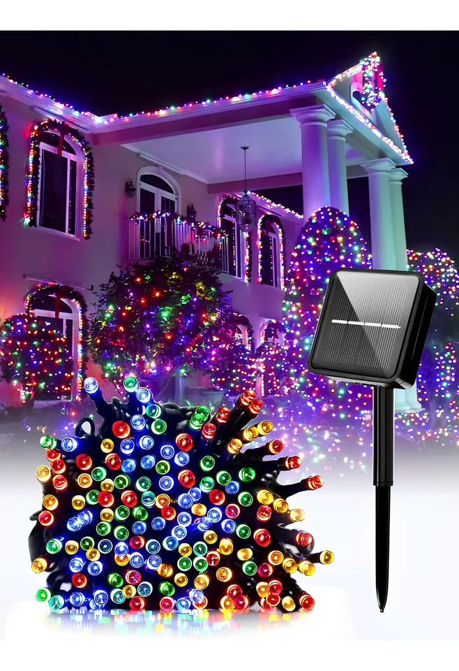 LUCES NAVIDEÑAS LED CON PANEL SOLAR🤩