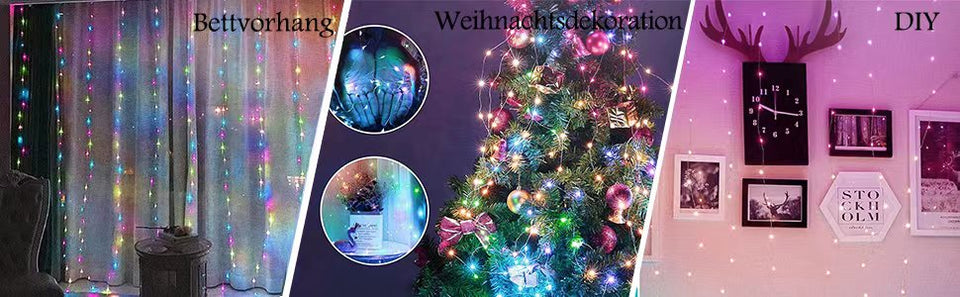 ✨ CORTINA DE LUCES LED DECORATIVAS – LUZ CÁLIDA 3x3 M ✨